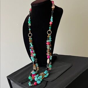 Vintage Artisan Multi-layered Assorted Beaded 36” Necklace